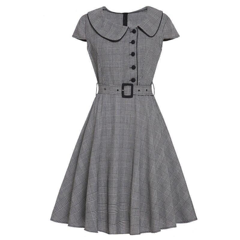 Rochie Vintage Anilor 50 Gri Cu Mâneci Scurte