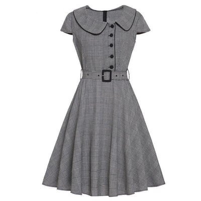 Rochie Vintage Anilor 50 Gri Cu Mâneci Scurte