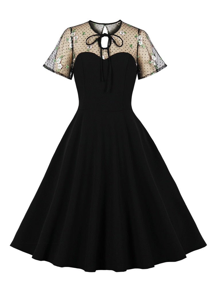 Rochie Neagră De Mărime Plus Vintage Anilor 50