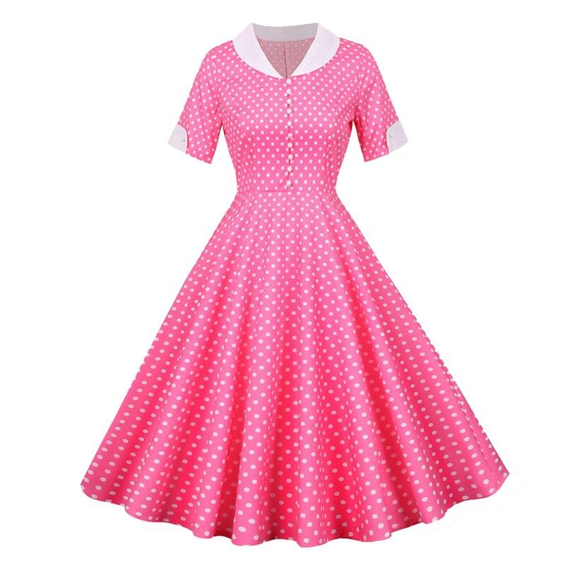 Rochie Vintage Cu Buline Roz Anilor 50