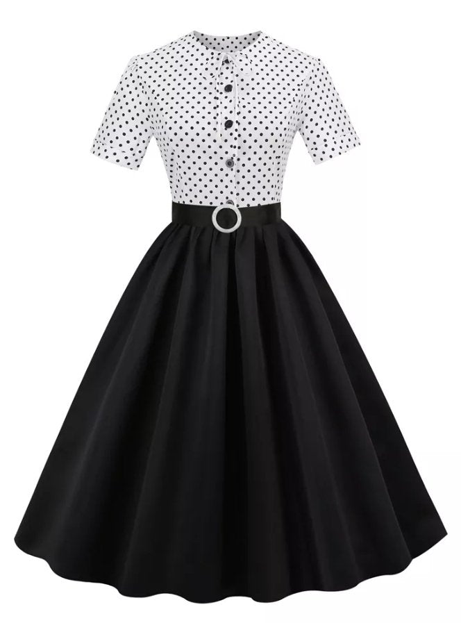 Rochie Alb-Negru De Epocă Anilor 60