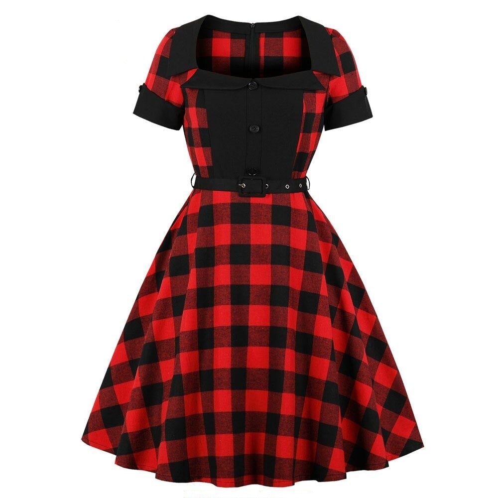 Rochie Roșie De Mărime Plus Vintage Anilor 50