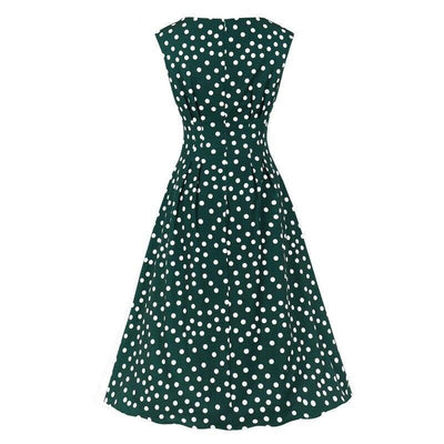 Rochie Vintage Cu Buline Albe, Verzi, Anii 50