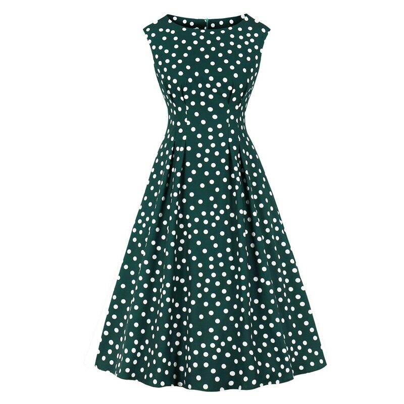 Rochie Vintage Cu Buline Albe, Verzi, Anii 50