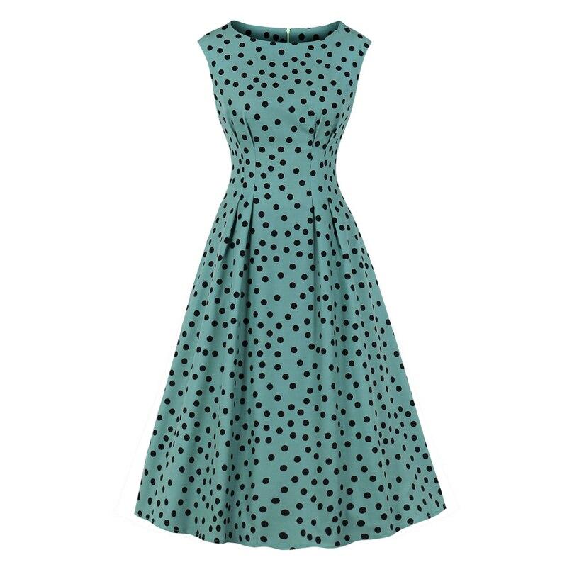 Rochie Verde Vintage Anilor 50 Cu Buline Negre