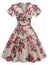 Rochie Vintage Cu Flori Bej Anilor 60