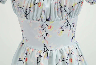 Rochie Vintage Cu Flori Albastre Din Anii 60