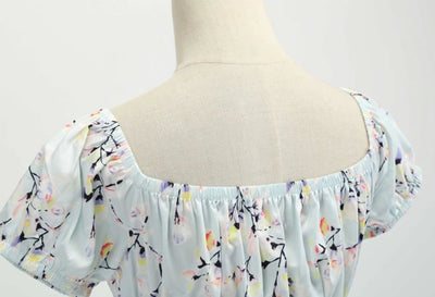 Rochie Vintage Cu Flori Albastre Din Anii 60