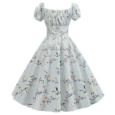 Rochie Vintage Cu Flori Albastre Din Anii 60