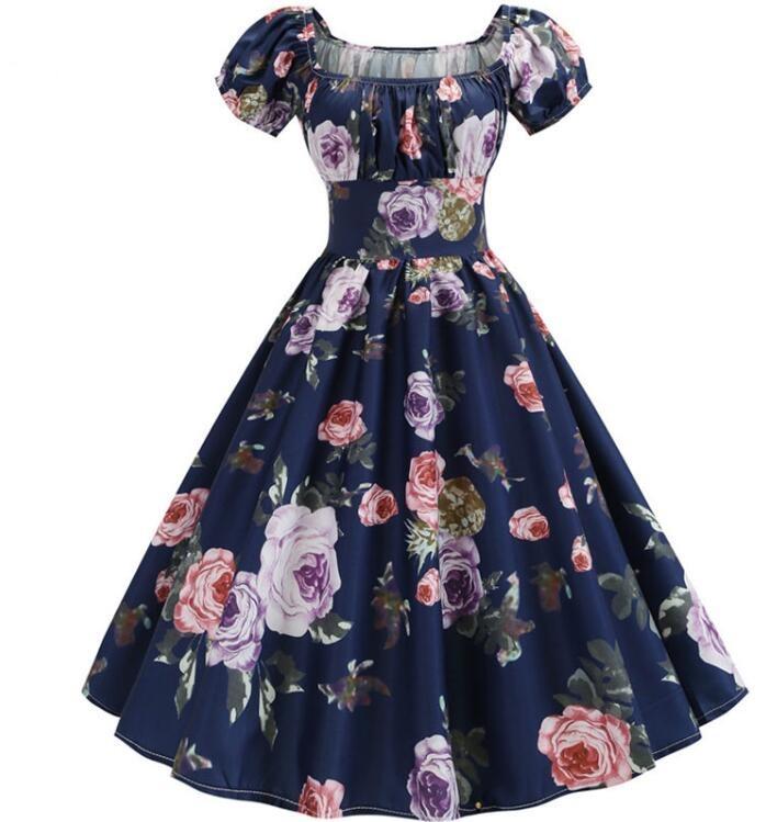 Rochie Vintage Anilor 60 Cu Trandafiri