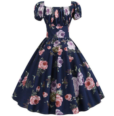 Rochie Vintage Anilor 60 Cu Trandafiri