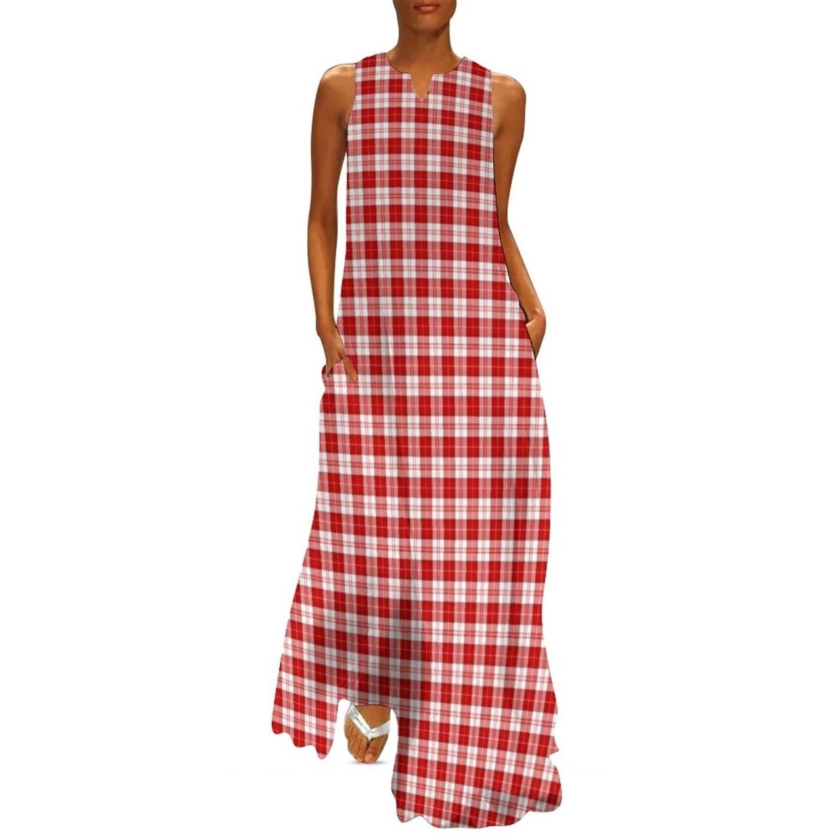 Rochie Roșie Și Albă De Epocă Anilor 70