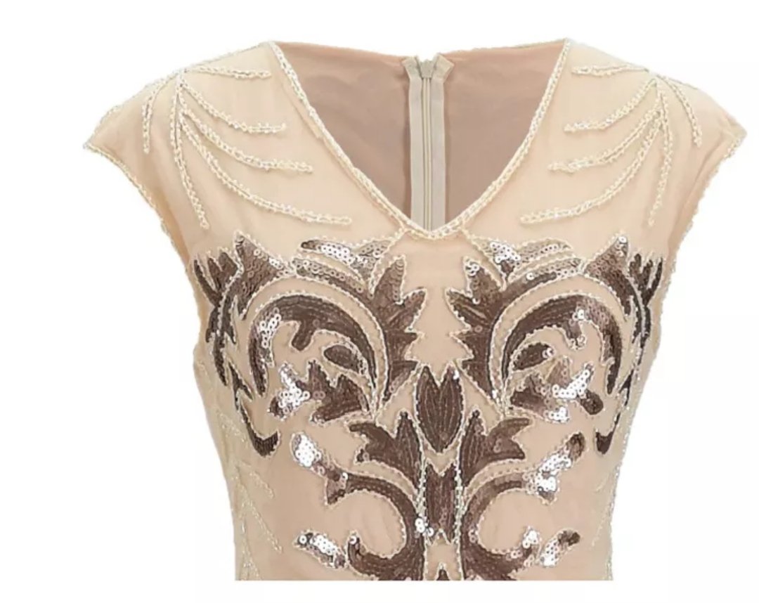 Rochie Art Deco Bej De Epocă Din Anii 1920