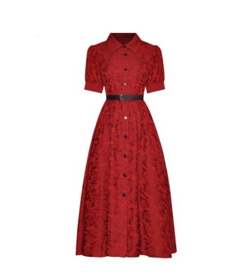 Rochie Roșie De Designer Vintage Anilor 40
