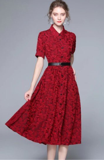 Rochie Roșie De Designer Vintage Anilor 40