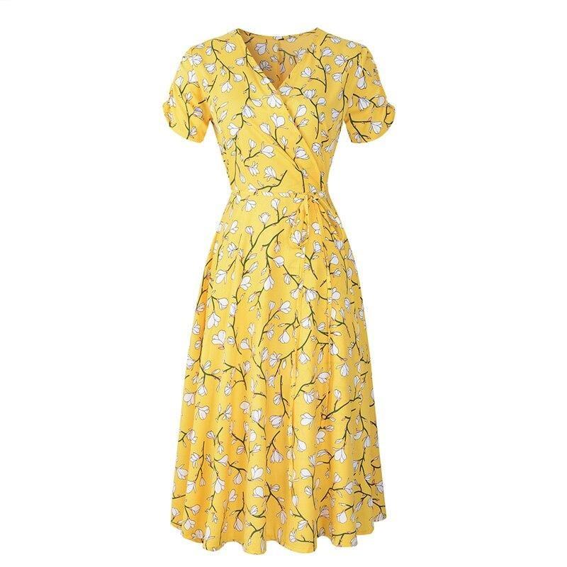 Rochie Vintage Cu Flori Galbene Anilor 40
