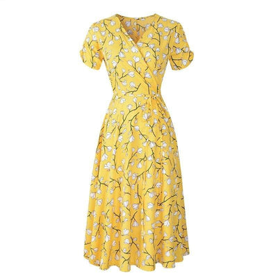 Rochie Vintage Cu Flori Galbene Anilor 40