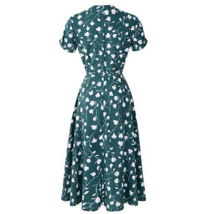 Rochie Vintage Cu Flori Verzi Anilor 40