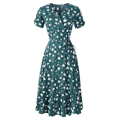 Rochie Vintage Cu Flori Verzi Anilor 40