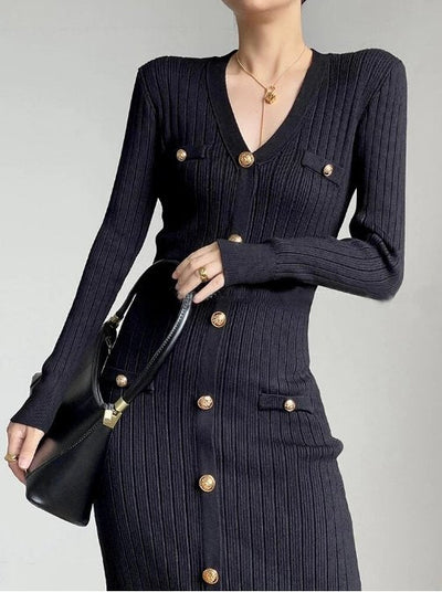 Rochie Neagră Bodycon De Epocă Anii 40