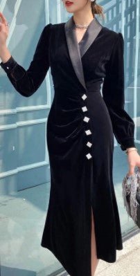 Rochie Neagră De Toamnă Vintage Anilor 40