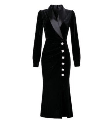 Rochie Neagră De Toamnă Vintage Anilor 40