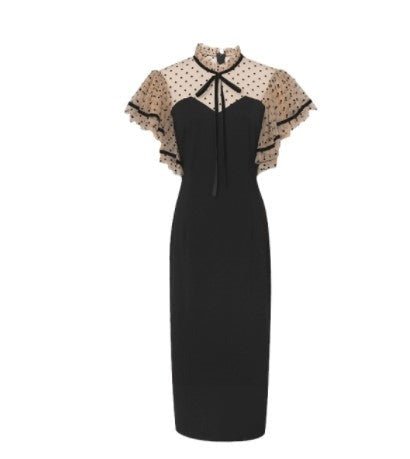 Rochie Neagră De Epocă Cu Talie Înaltă Anilor 40