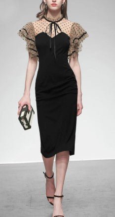 Rochie Neagră De Epocă Cu Talie Înaltă Anilor 40