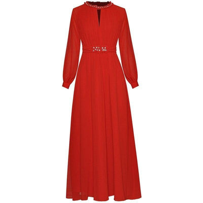 Rochie Roșie Cu Talie Înaltă De Epocă Anii 40
