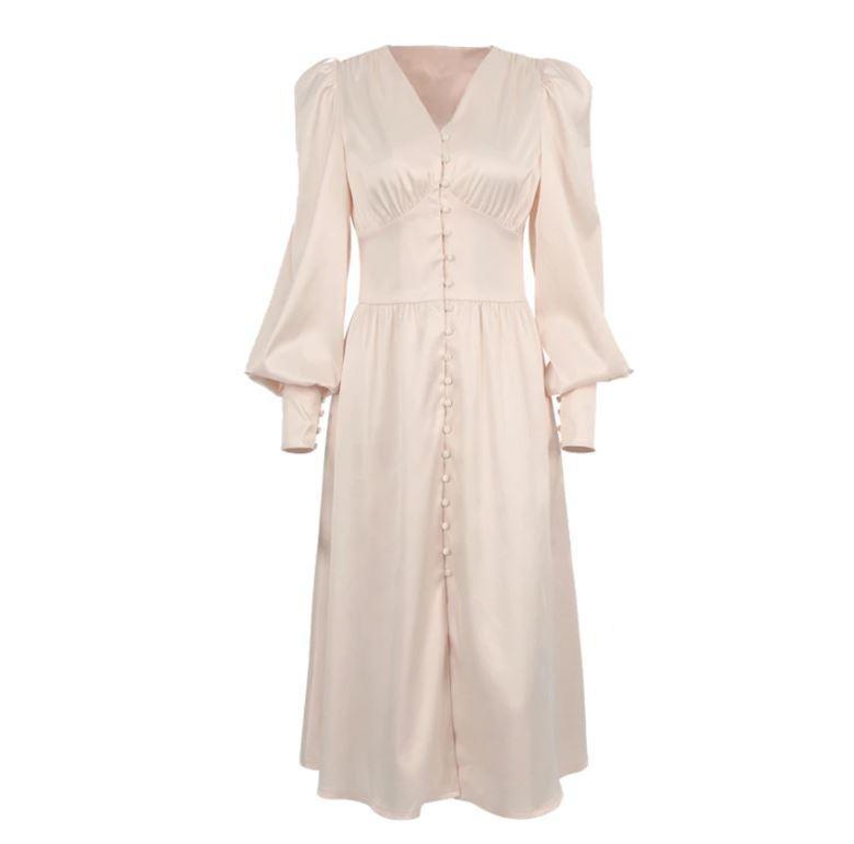 Rochie Vintage Din Satin Bej Anilor 40