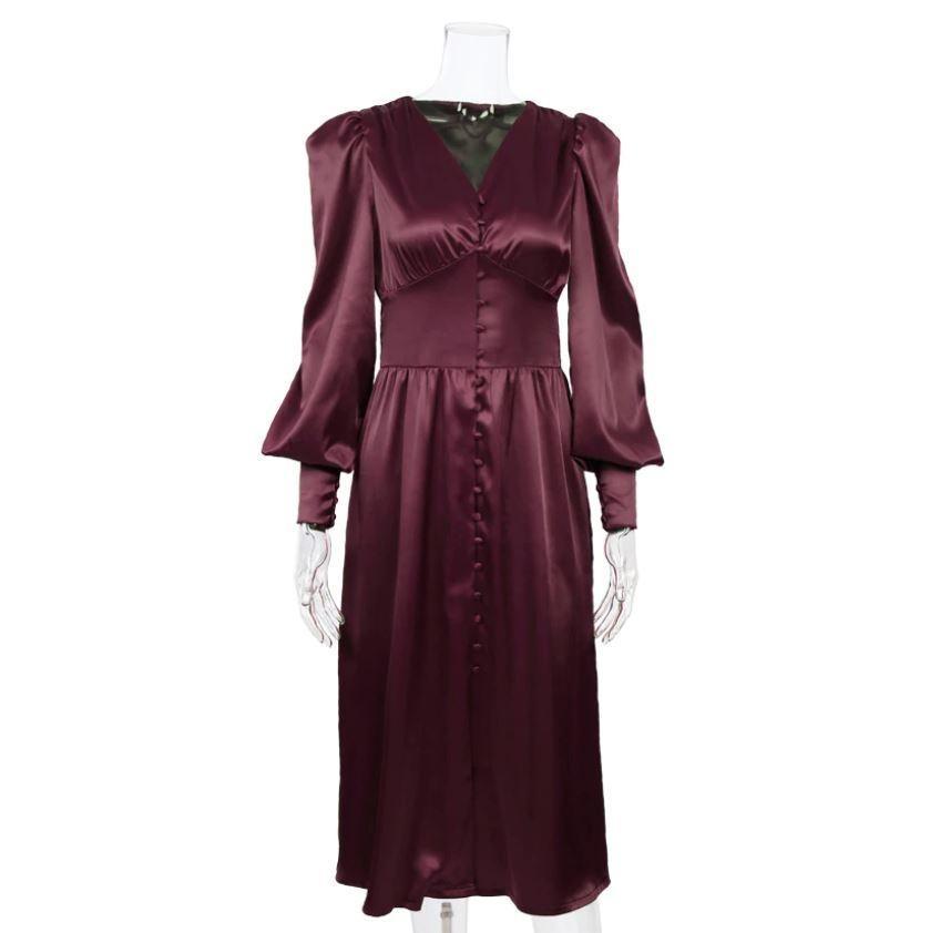 Rochie Vintage Din Satin Burgundy Anilor 40