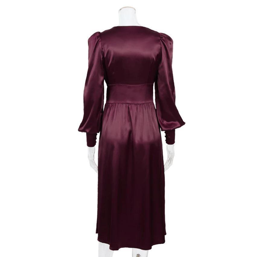 Rochie Vintage Din Satin Burgundy Anilor 40
