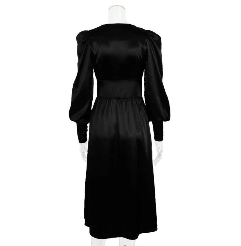 Rochie Neagra Din Satin Vintage Anilor 40
