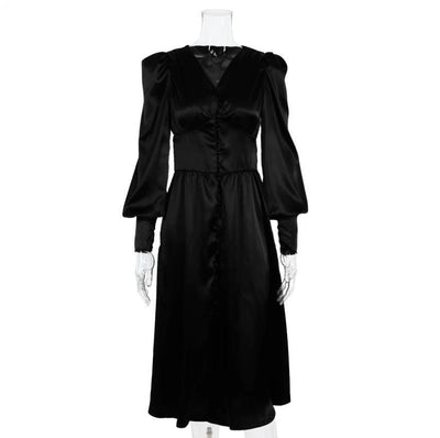 Rochie Neagra Din Satin Vintage Anilor 40