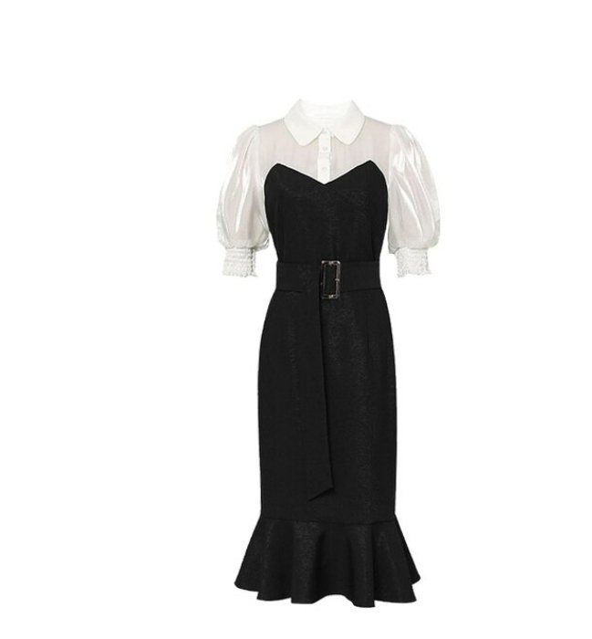 Rochie De Epocă Cu Talie Înaltă Anilor 40 Neagră