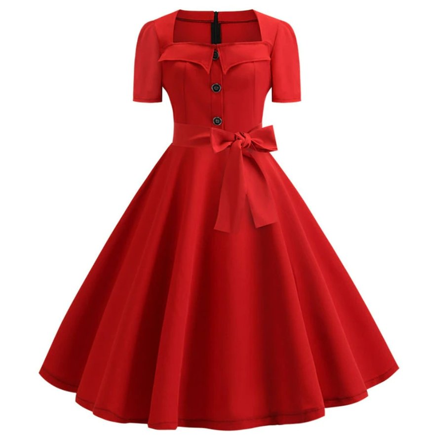 Rochie Roșie Vintage Anilor 50