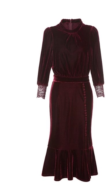 Rochie Vintage Toamna Iarna Burgundy