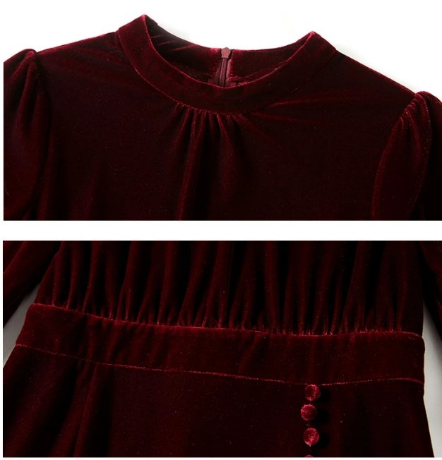 Rochie Vintage Toamna Iarna Burgundy