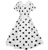 Rochie Albă Vintage Cu Buline Negre
