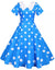 Rochie Vintage Albastră Cu Buline Albe