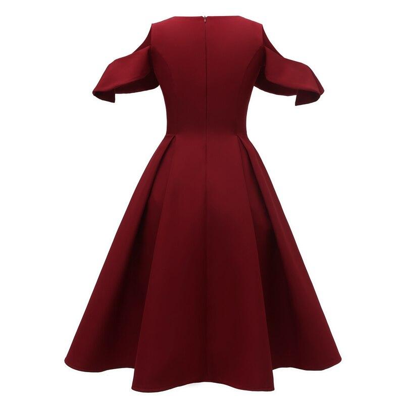 Rochie De Epocă Burgundy Cu Guler Cu Volane