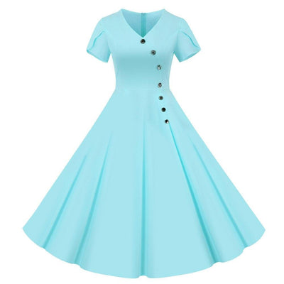 Rochie Vintage Nasturi Albastru