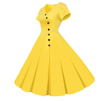 Rochie Vintage Nasturi Galbeni