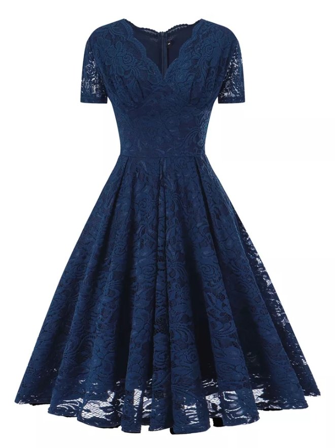 Rochie Broderie Vintage Bleumarin