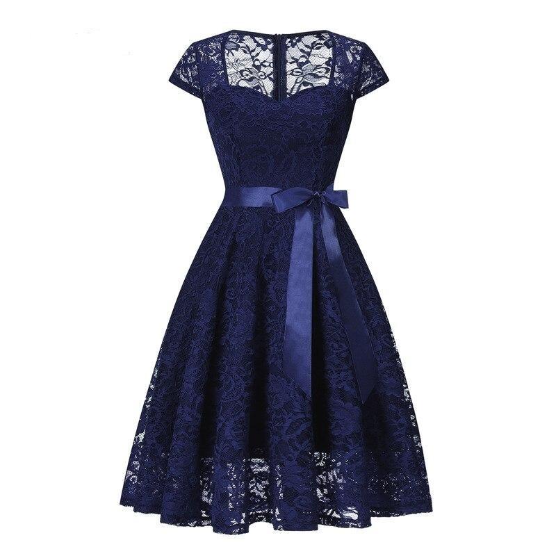 Rochie Vintage Cu Broderie Bleumarin