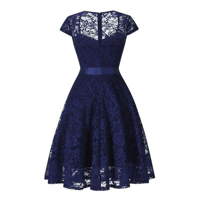 Rochie Vintage Cu Broderie Bleumarin