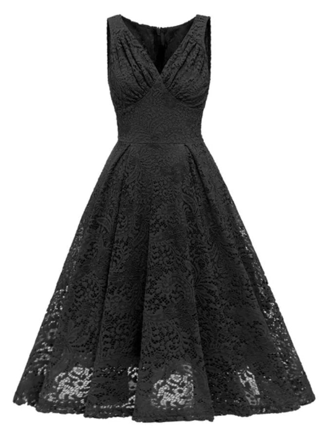 Rochie Vintage Neagra Cu Broderie