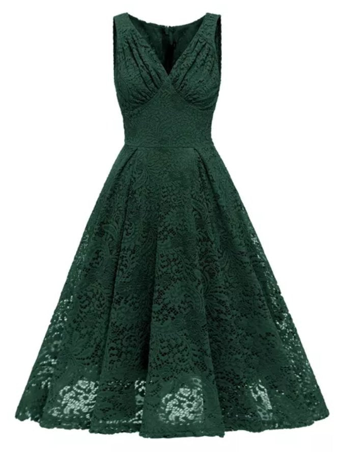 Rochie Vintage Verde Cu Broderie