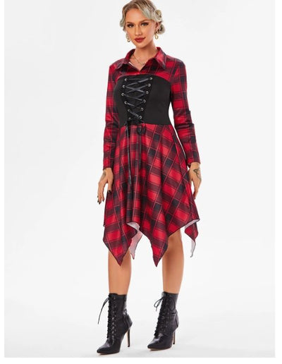 Rochie De Epocă Roșie Cu Șireturi