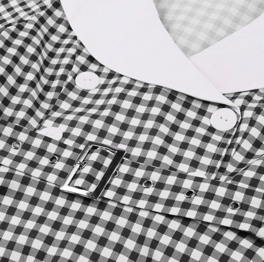 Rochie Vintage Cu Carouri Negre